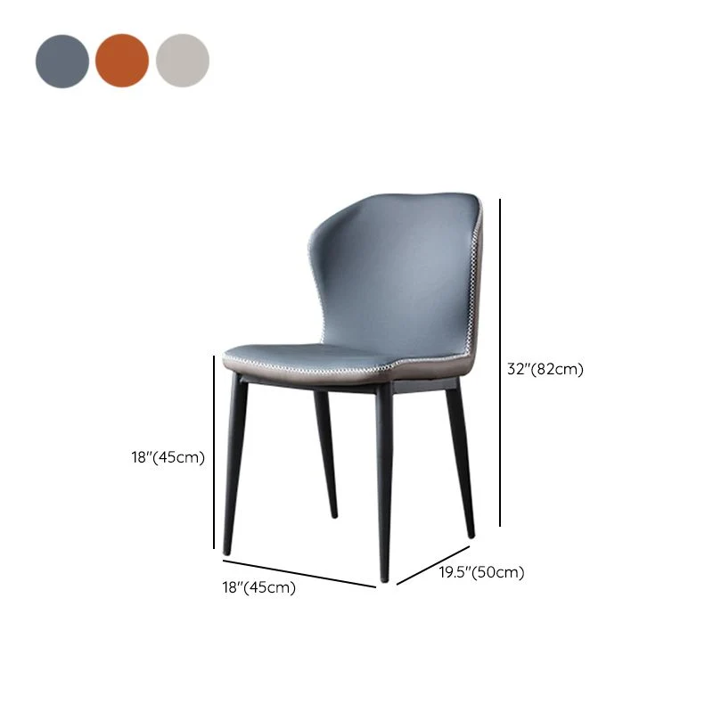 Sedie laterali Wingback Sedie da pranzo senza braccioli da cucina ecopelle Clearhalo
