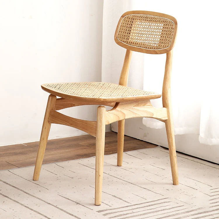 Sedie legno di gomma stile tropicale Cucina Sala da pranzo Sedia con schienale aperto Clearhalo