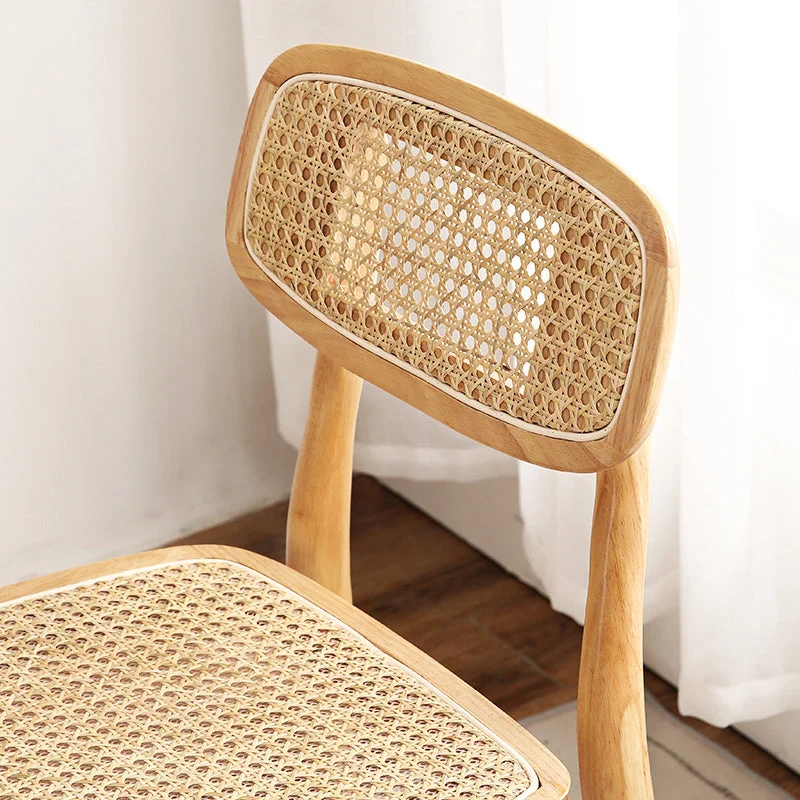 Sedie legno di gomma stile tropicale Cucina Sala da pranzo Sedia con schienale aperto Clearhalo