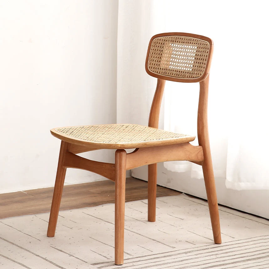Sedie legno di gomma stile tropicale Cucina Sala da pranzo Sedia con schienale aperto Clearhalo