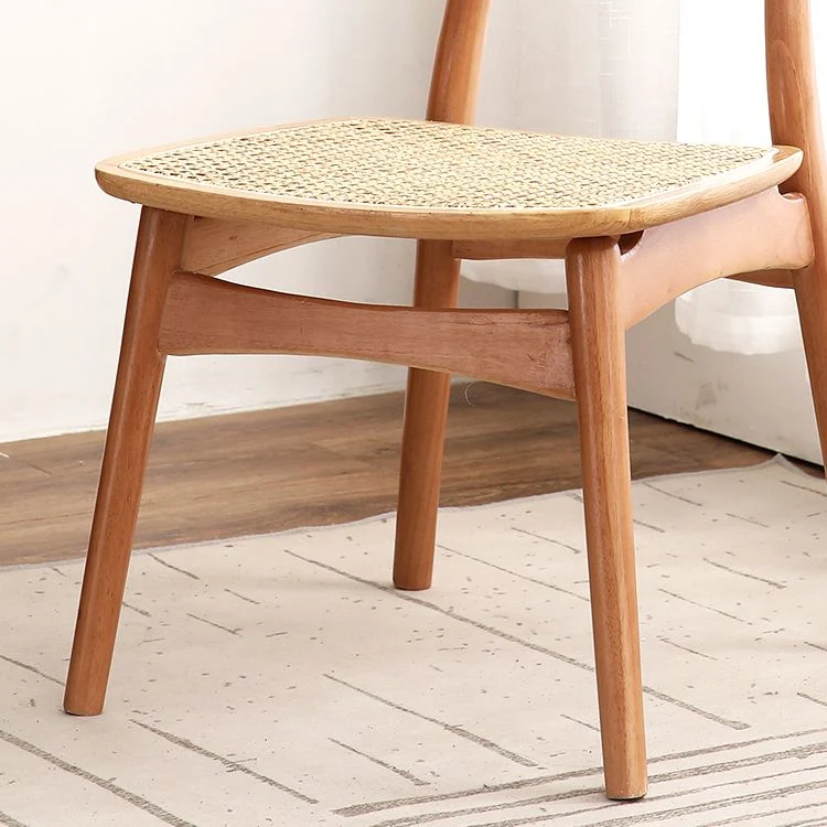 Sedie legno di gomma stile tropicale Cucina Sala da pranzo Sedia con schienale aperto Clearhalo