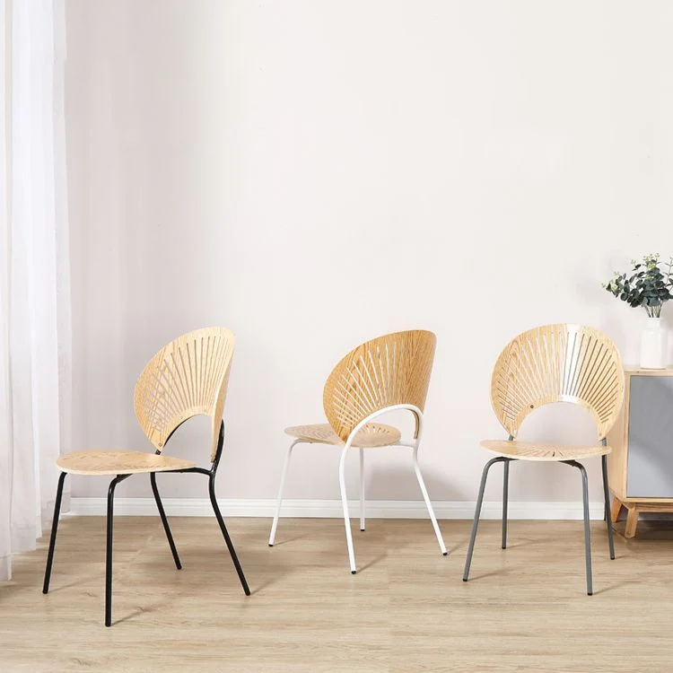 Sedie metallo stile moderno Sedia da pranzo laterale con schienale aperto (set di 4) Clearhalo