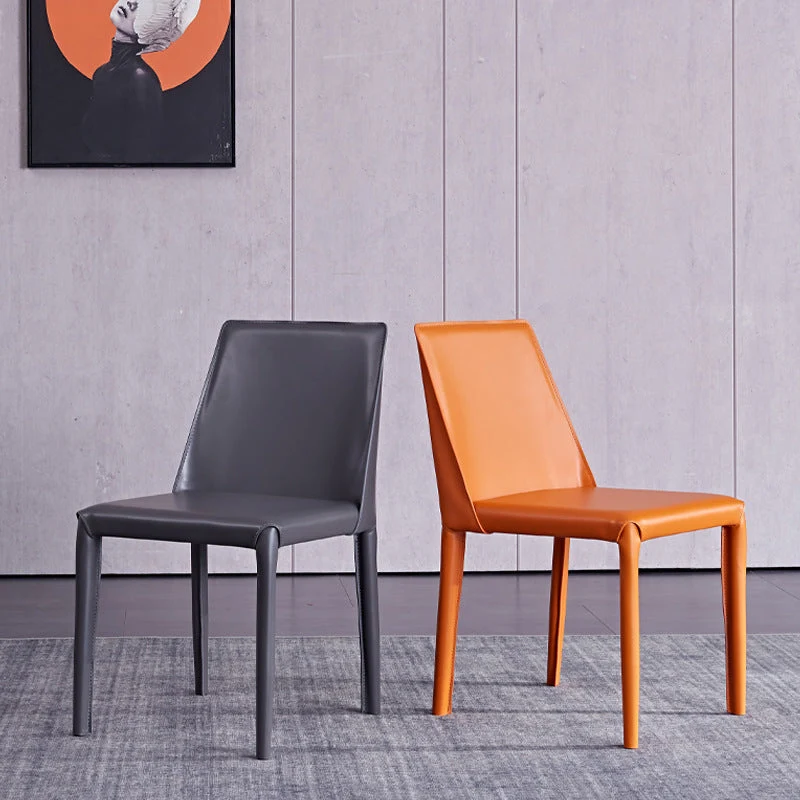 Sedie moderne pelle per interni ed esterni, sedia con schienale solido Clearhalo