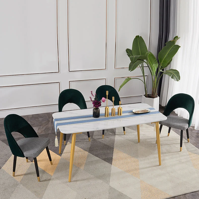 Sedie moderne per sala da pranzo metallo Sedia laterale da pranzo con schienale aperto senza braccioli per uso domestico C...