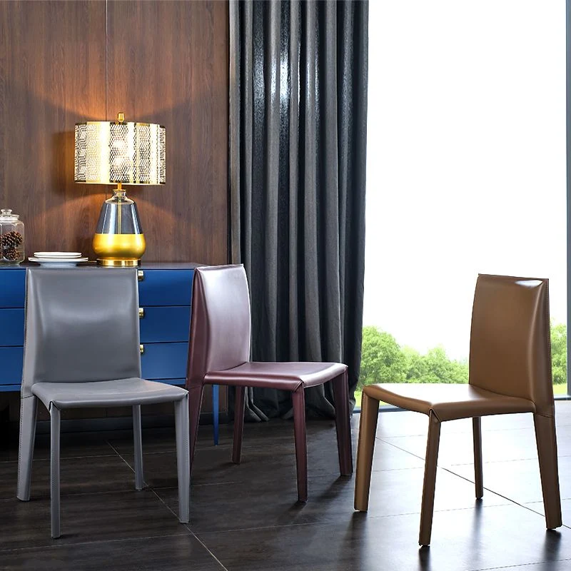 Sedie moderne per sala da pranzo per interni ed esterni Sedie da pranzo pelle senza braccioli (set di 2) Clearhalo