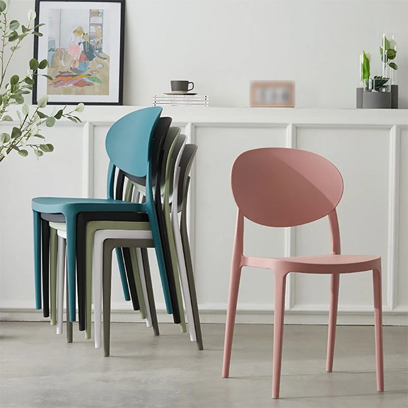 Sedie moderne senza braccioli da cucina impilabili plastica con schienale aperto Clearhalo