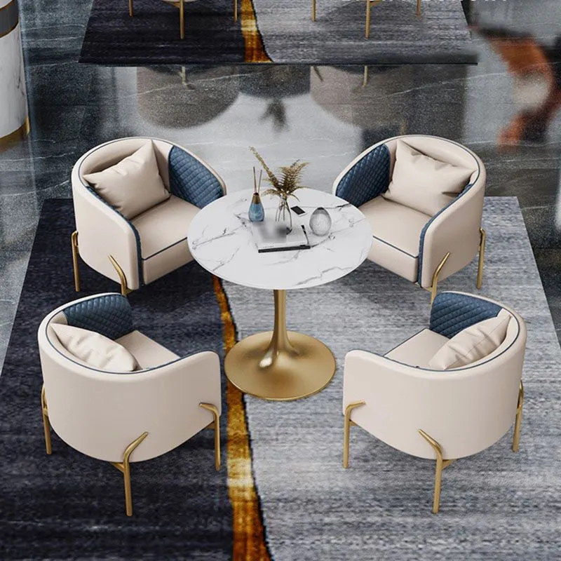 Sedie per sala da pranzo metallo glamour Sedia da pranzo senza braccioli pelle per uso ristorante Clearhalo