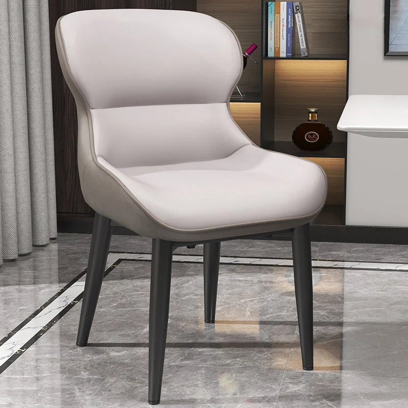 Sedie per sala da pranzo stile moderno Poltrone da pranzo con schienale alto e gambe metallo Clearhalo