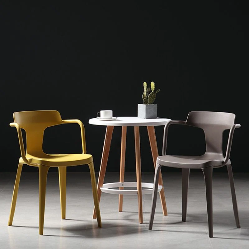 Sedie plastica stile moderno da cucina con schienale doghe e braccioli (set di 2) Clearhalo