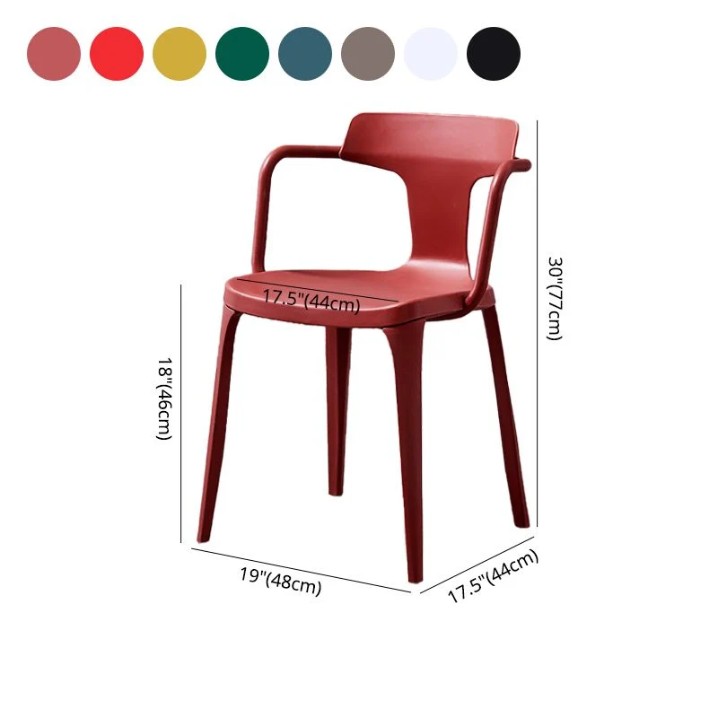 Sedie plastica stile moderno da cucina con schienale doghe e braccioli (set di 2) Clearhalo