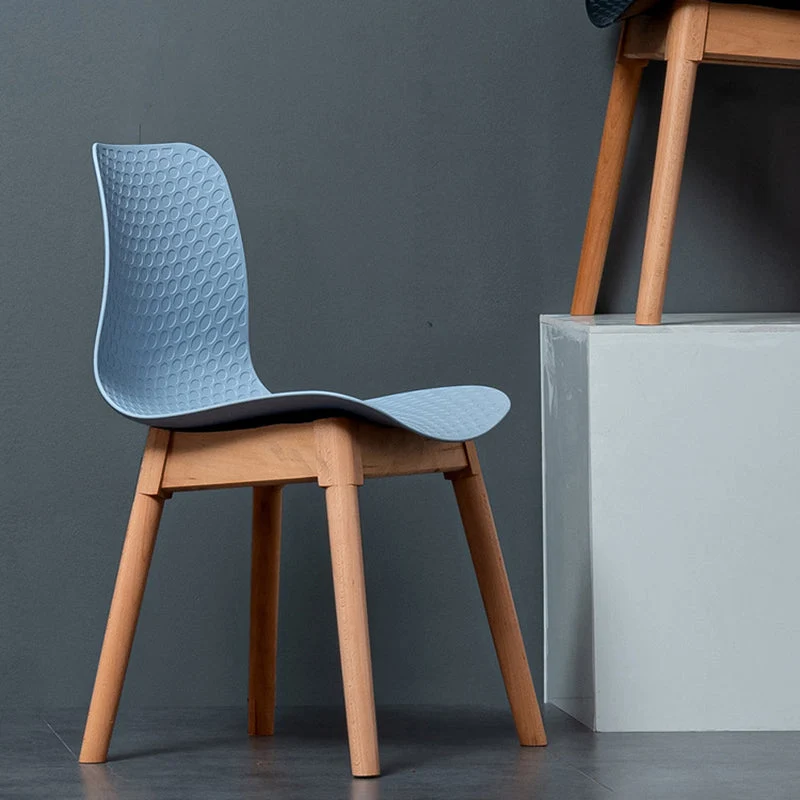 Sedie plastica stile nordico Sedie laterali senza braccioli con gambe legno per cucina Clearhalo