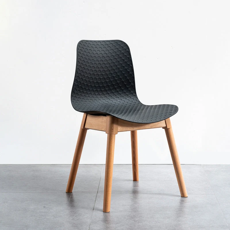 Sedie plastica stile nordico Sedie laterali senza braccioli con gambe legno per cucina Clearhalo