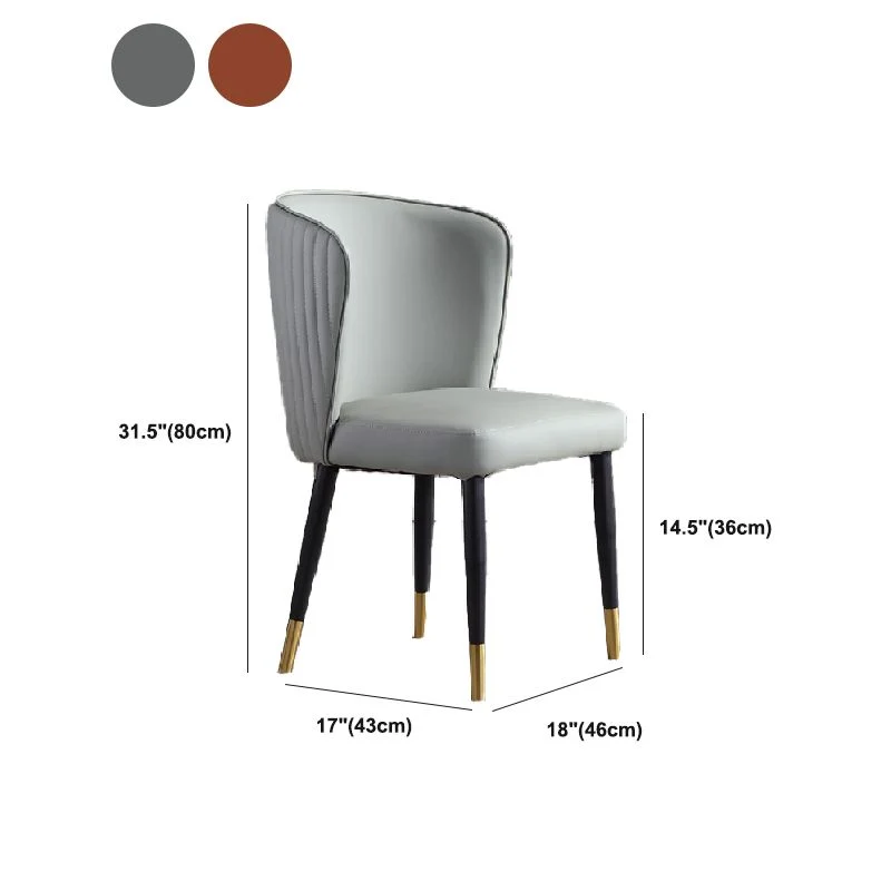 Sedie da pranzo arancioni e grigie Sedia laterale senza braccioli ecopelle Glam Clearhalo