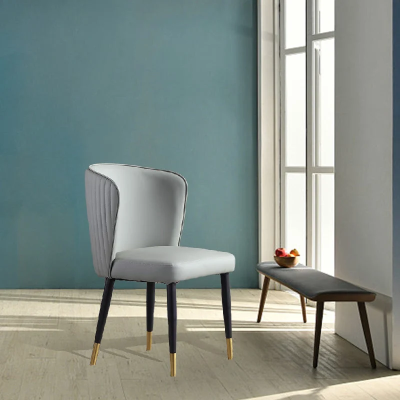 Sedie da pranzo arancioni e grigie Sedia laterale senza braccioli ecopelle Glam Clearhalo