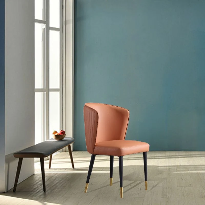 Sedie da pranzo arancioni e grigie Sedia laterale senza braccioli ecopelle Glam Clearhalo
