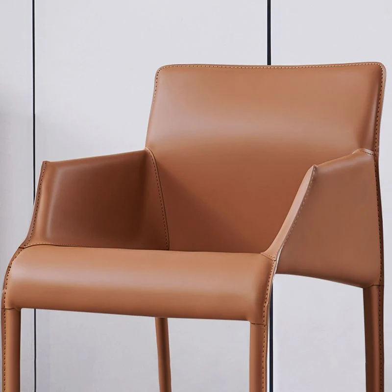 Sedie da pranzo con braccioli ecopelle Sedia laterale arancione e grigio scuro Clearhalo