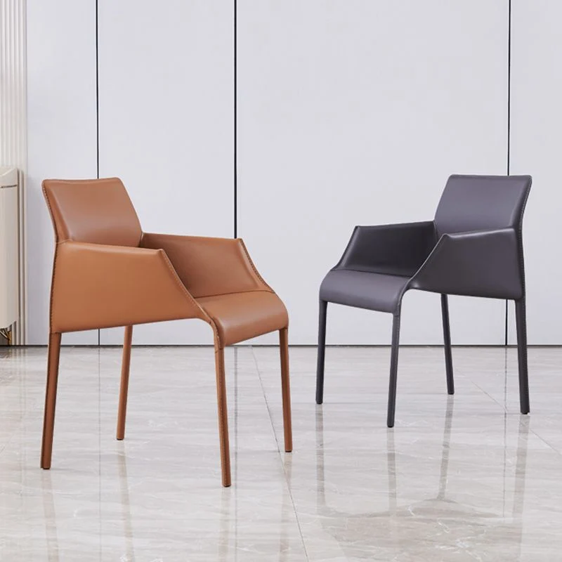 Sedie da pranzo con braccioli ecopelle Sedia laterale arancione e grigio scuro Clearhalo