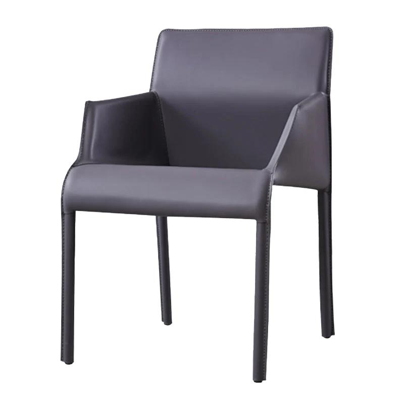 Sedie da pranzo con braccioli ecopelle Sedia laterale arancione e grigio scuro Clearhalo