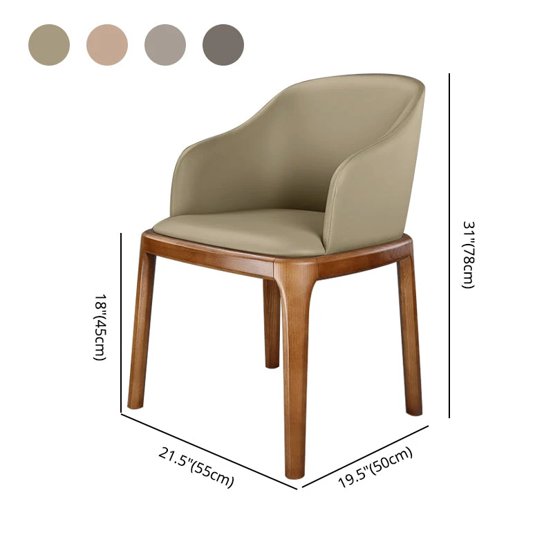 Sedie da pranzo con braccioli stile minimalista Sedie imbottite con schienale massiccio pelle (set di 2) Clearhalo