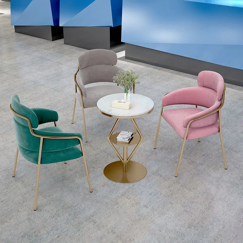 Sedie da pranzo con braccioli velluto Glam Sedia da pranzo metallo per uso ristorante Clearhalo