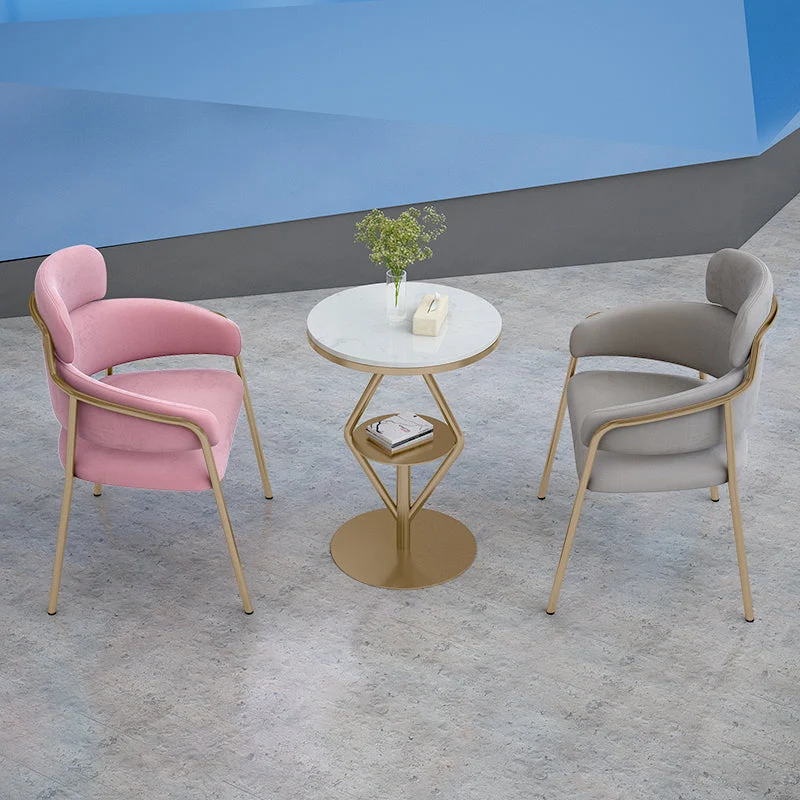Sedie da pranzo con braccioli velluto Glam Sedia da pranzo metallo per uso ristorante Clearhalo