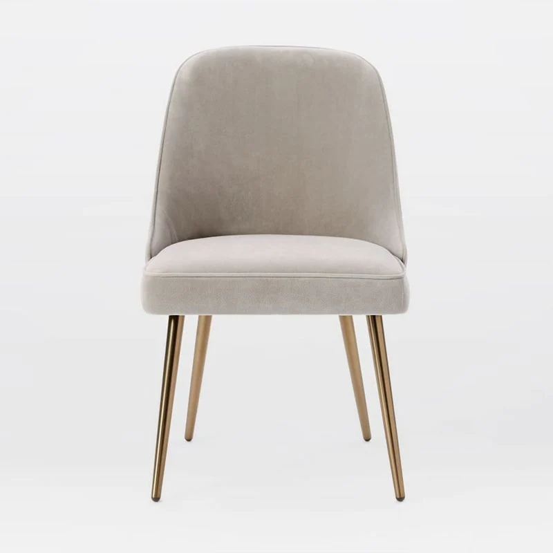 Sedie da pranzo con gambe ferro dorato Sedia laterale imbottita con schienale basso glamour Clearhalo