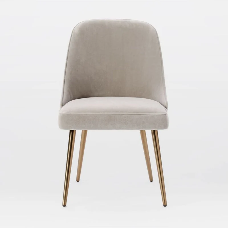 Sedie da pranzo con gambe ferro dorato Sedia laterale imbottita con schienale basso glamour Clearhalo