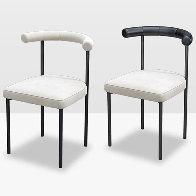 Sedie da pranzo con gambe ferro nero Sedia laterale moderna senza braccioli per la casa Clearhalo