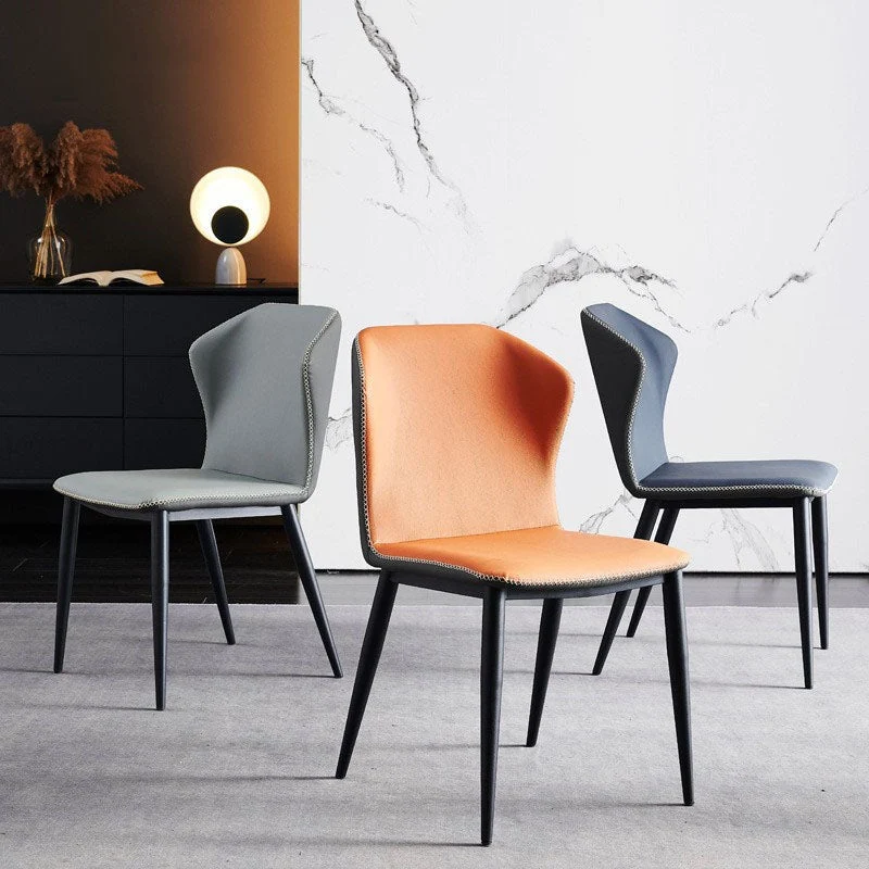 Sedie da pranzo con schienale alto e sedia laterale pelle contemporanea da ristorante Clearhalo