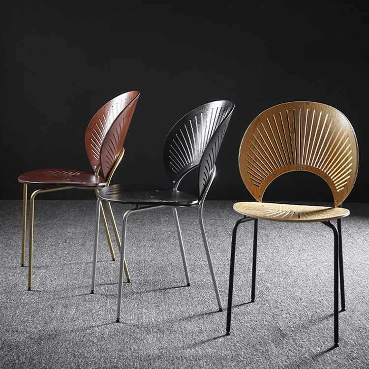 Sedie da pranzo con schienale aperto e sedia laterale da pranzo per cucina contemporanea metallo Clearhalo