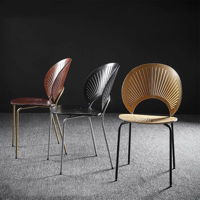 Sedie da pranzo con schienale aperto e sedia laterale da pranzo per cucina contemporanea metallo Clearhalo