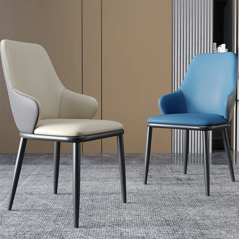Sedie da pranzo con schienale massiccio dal design industriale Sedie da pranzo pelle per cucina Clearhalo