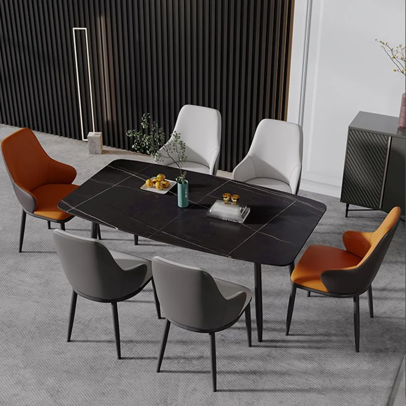 Sedie da pranzo con schienale massiccio dal design industriale Sedie da pranzo pelle per cucina Clearhalo