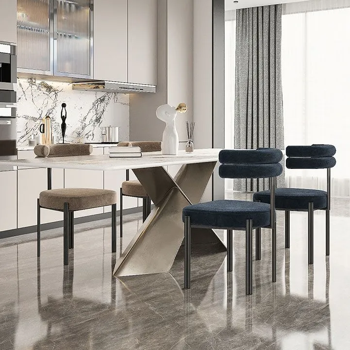 Sedie da pranzo contemporanee con schienale aperto Sedia da pranzo con braccioli velluto Clearhalo