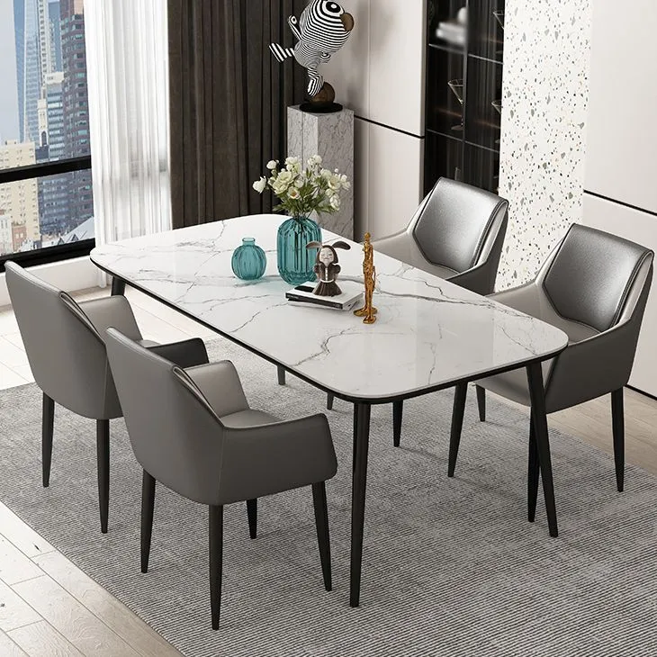 Sedie da pranzo contemporanee ecopelle Poltrona imbottita con gambe metallo per ristorante Clearhalo