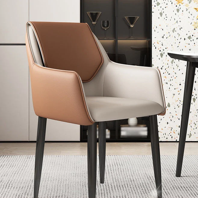 Sedie da pranzo contemporanee ecopelle Poltrona imbottita con gambe metallo per ristorante Clearhalo
