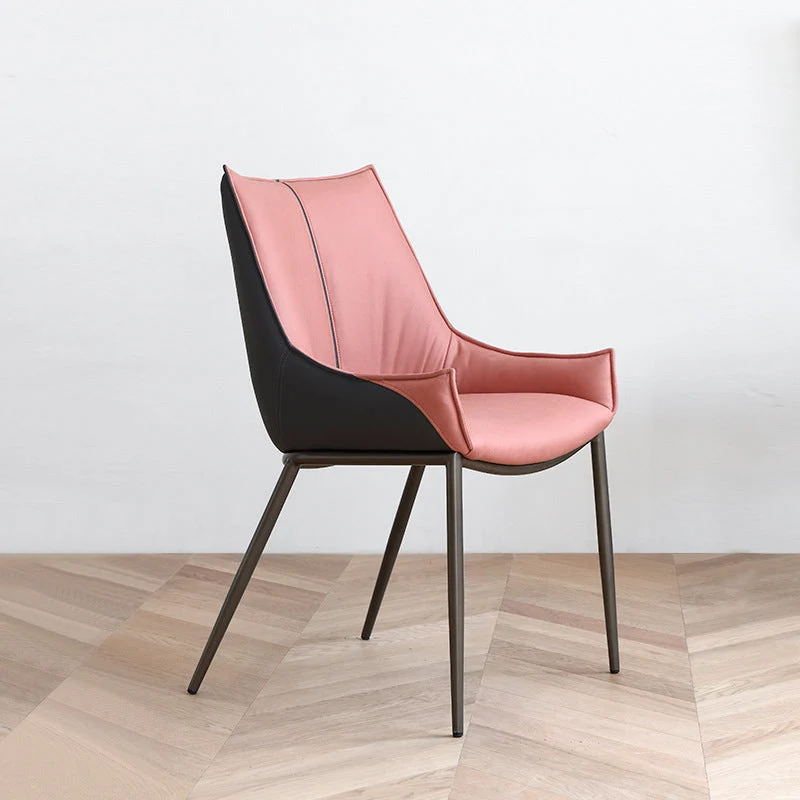 Sedie da pranzo contemporanee ecopelle Sedie laterali con braccioli con gambe metallo per cucina Clearhalo