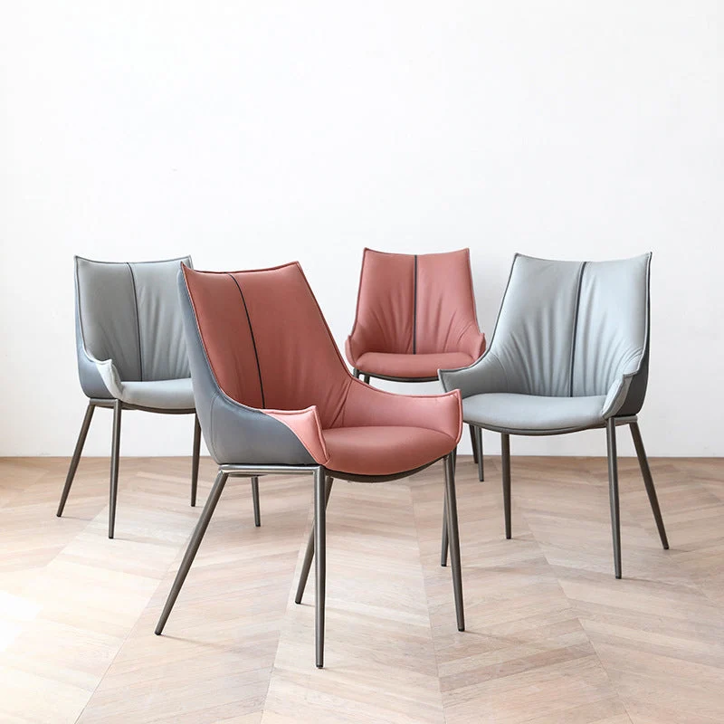 Sedie da pranzo contemporanee ecopelle Sedie laterali con braccioli con gambe metallo per cucina Clearhalo