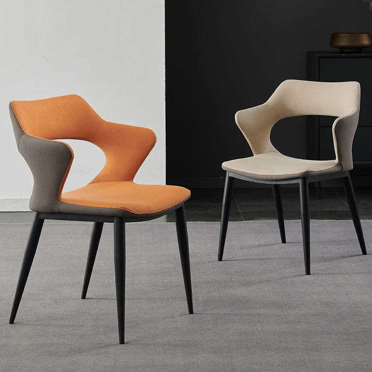 Sedie da pranzo contemporanee metallo Sedia da pranzo tessuto di lino per uso domestico Clearhalo