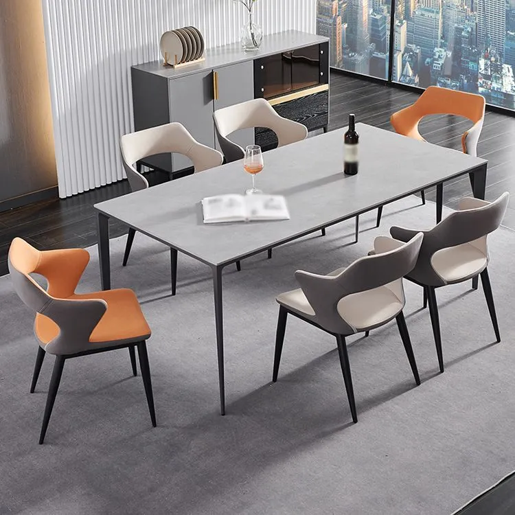Sedie da pranzo contemporanee metallo Sedia da pranzo tessuto di lino per uso domestico Clearhalo