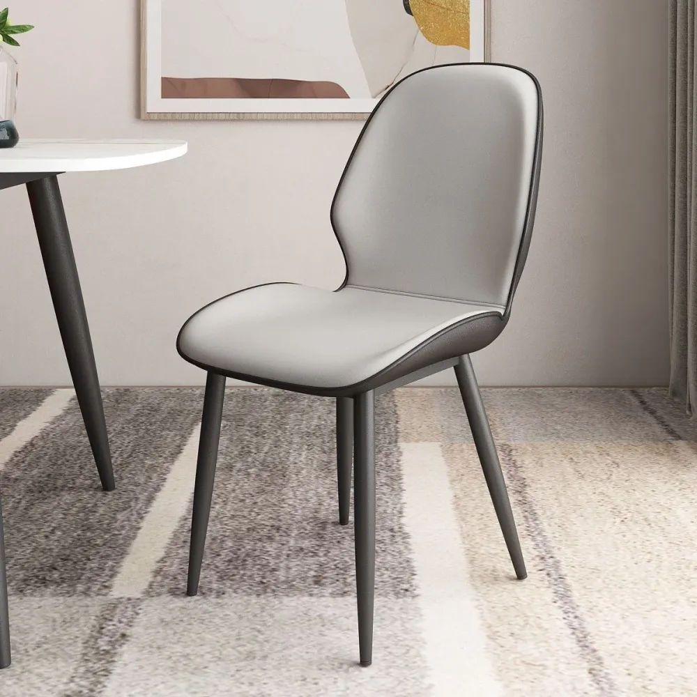 Sedie da pranzo contemporanee metallo Sedie da pranzo senza braccioli pelle PU per uso interno Clearhalo