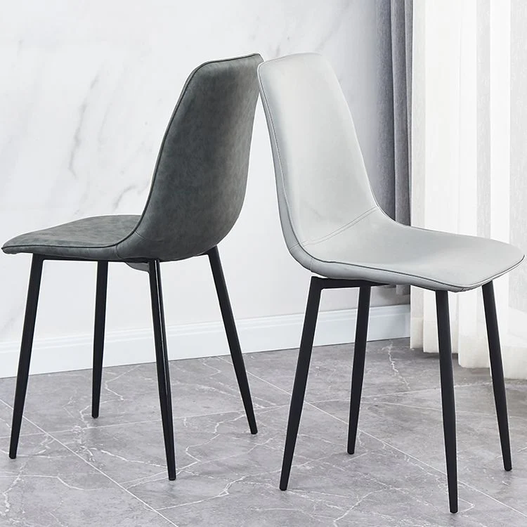 Sedie da pranzo contemporanee metallo senza braccioli Sedie da pranzo pelle PU (set di 2) Clearhalo