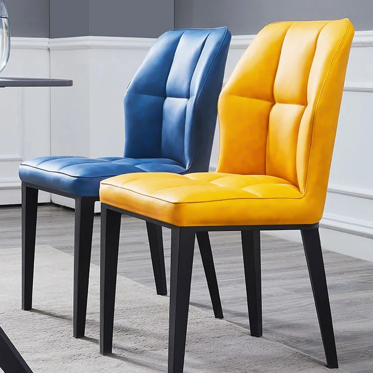 Sedie da pranzo contemporanee pelle Sedia laterale con schienale alto con gambe metallo per uso ristorante Clearhalo