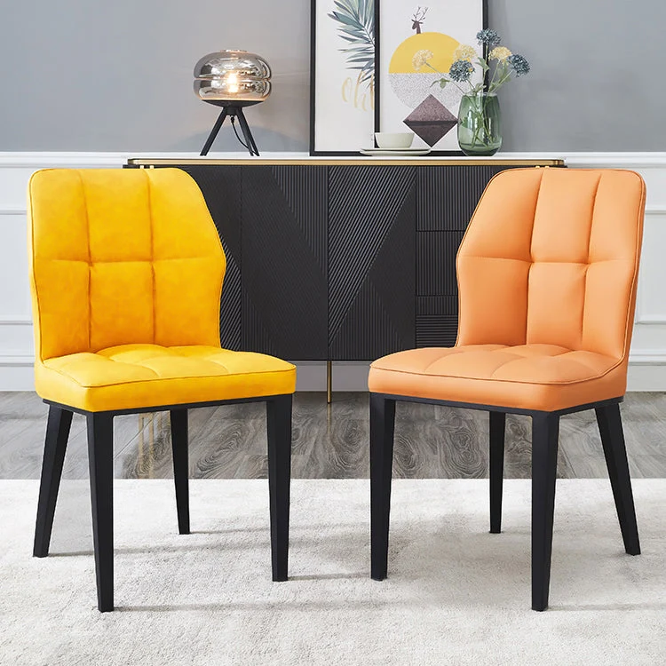 Sedie da pranzo contemporanee pelle Sedia laterale con schienale alto con gambe metallo per uso ristorante Clearhalo