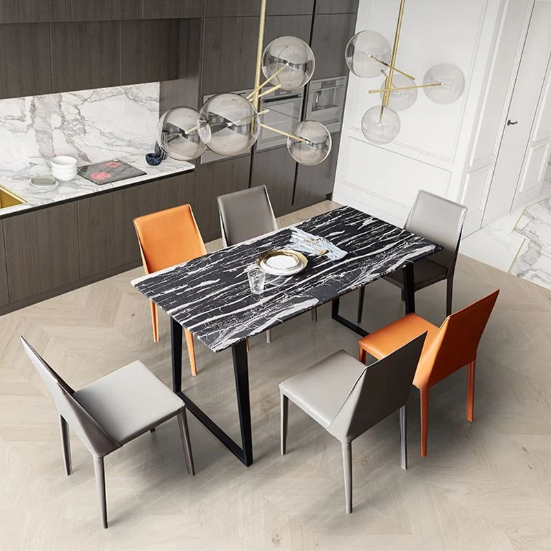 Sedie da pranzo contemporanee pelle Sedie laterali senza braccioli con gambe metallo per cucina Clearhalo