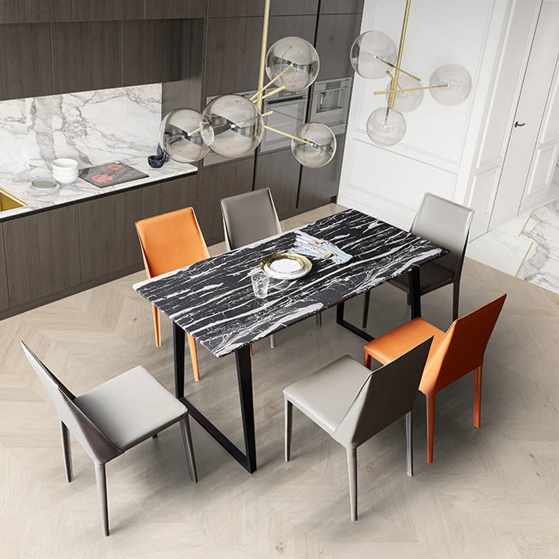 Sedie da pranzo contemporanee pelle Sedie laterali senza braccioli con gambe metallo per cucina Clearhalo