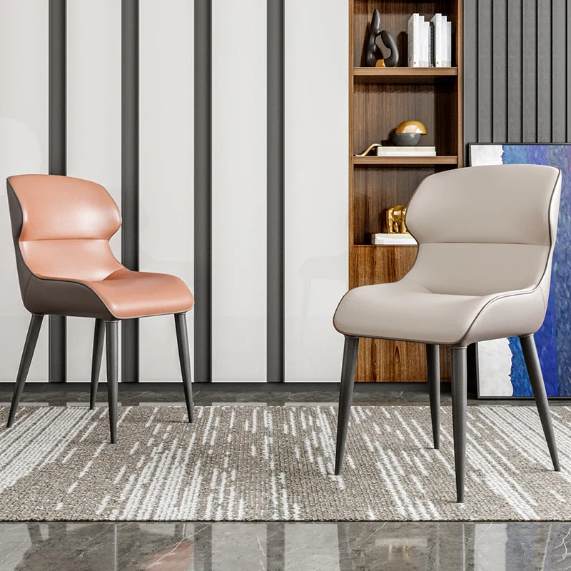 Sedie da pranzo contemporanee Sedia laterale da pranzo con bracciolo e gambe metallo Clearhalo