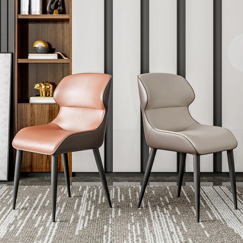 Sedie da pranzo contemporanee Sedia laterale da pranzo con bracciolo e gambe metallo Clearhalo