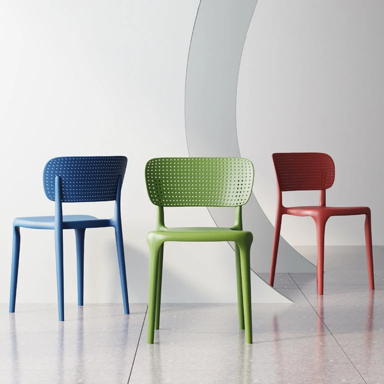 Sedie da pranzo contemporanee Sedia laterale da pranzo plastica senza braccioli per uso domestico Clearhalo