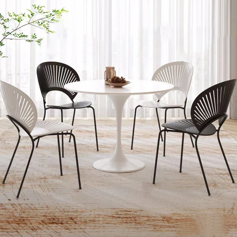 Sedie da pranzo da cucina contemporanee senza braccioli con sedia laterale da pranzo con schienale aperto Clearhalo